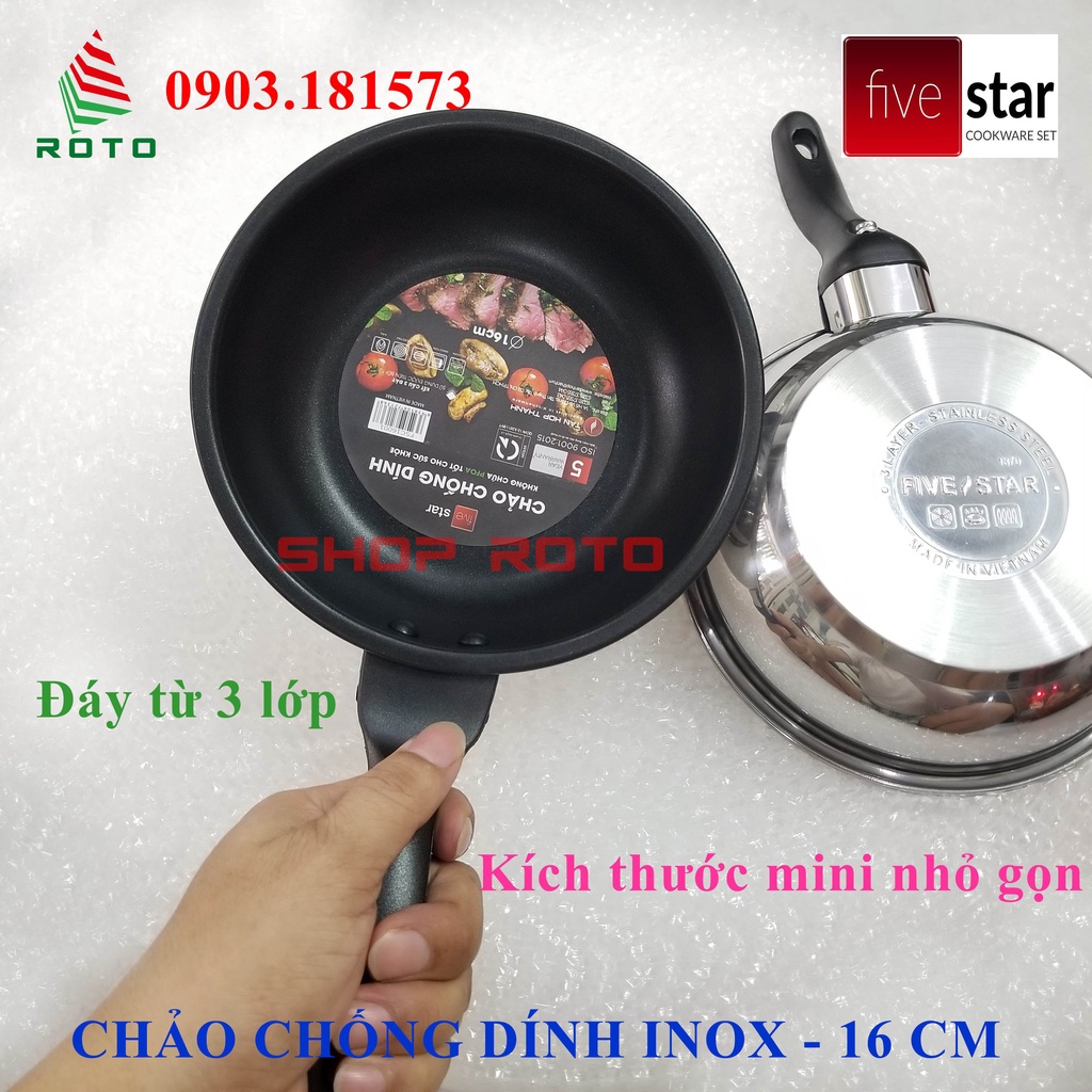 CHẢO CHỐNG DÍNH INOX 3 ĐÁY FIVESTAR 16CM TÂN HỢP THÀNH