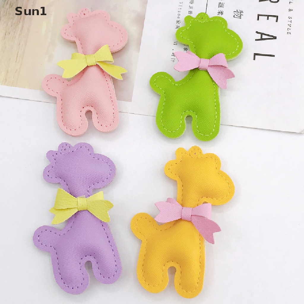 Móc Khóa Hình Hươu Cao Cổ Bằng Da Phối Tua Rua Thời Trang Dành Cho Xe Hơi / Túi Xách