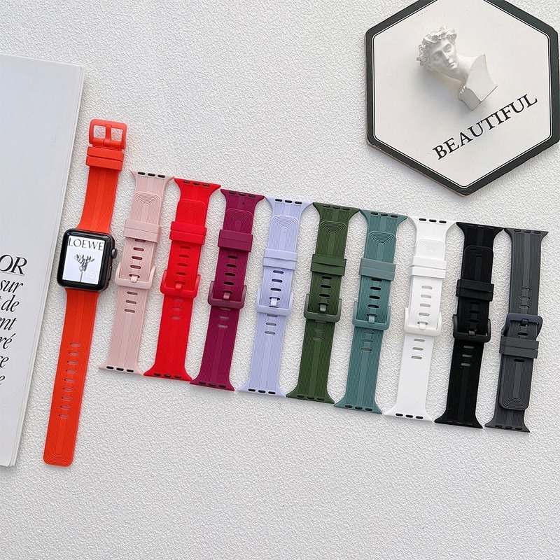 Dây Đeo Thay Thế Bằng Silicone Cho iWatch Series 7 6 SE 5 4 Ultra 8 49mm 44mm 40mm 45mm 41mm 42mm38mm