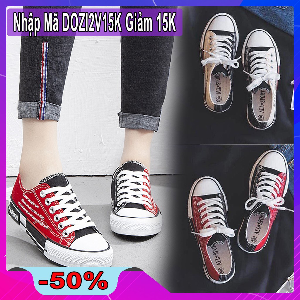 [Voucher giảm 15k] Giày thể thao 2 vạt màu nam nữ, Vải thô mềm, có sẵn 2 màu (Size 35-43)