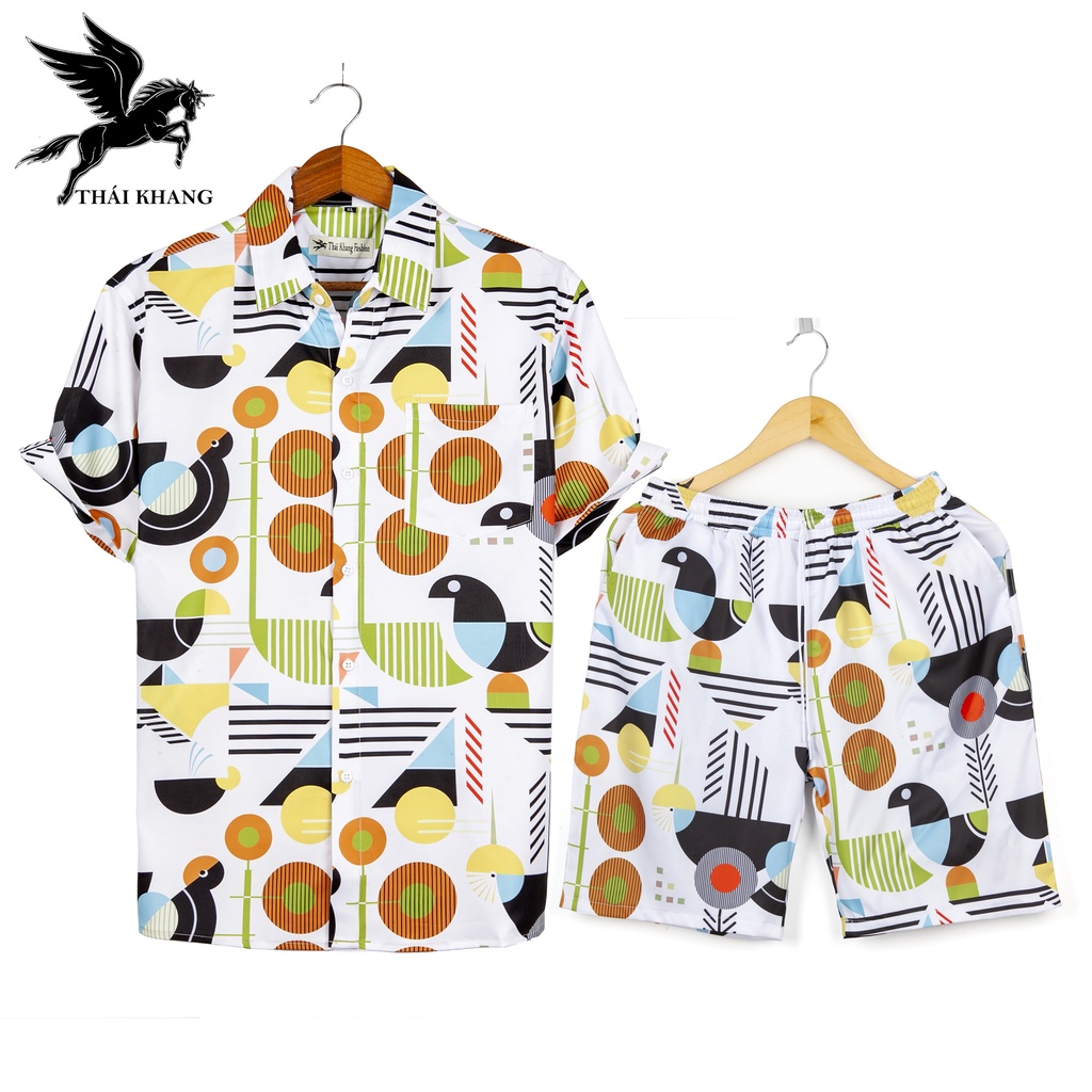 Set đồ đi biển họa tiết THÁI KHANG vải lụa mềm không nhăn co dãn BD3D11