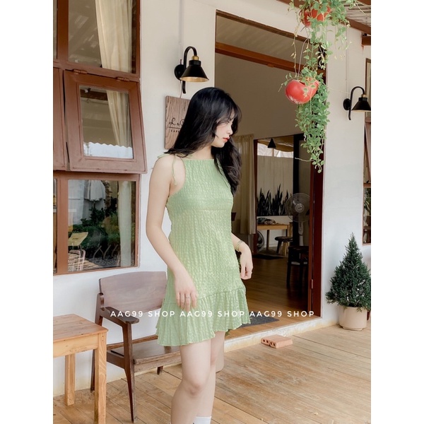 Đầm yếm , cột nơ vai , hot hit 2022 - Ảnh Thật - AAG99 Shop