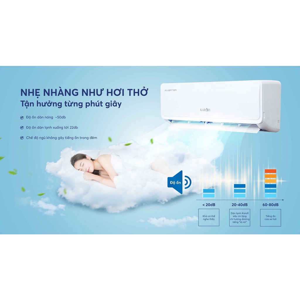 Điều Hòa không khí inverter 1 chiều 9000BTU chính hãng Karofi KDC-WI309