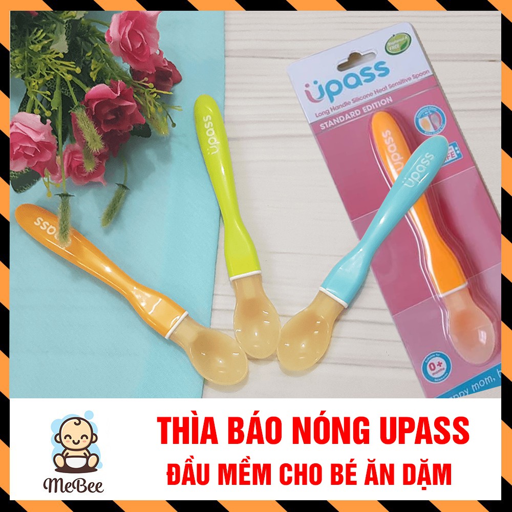 Thìa silicon báo nóng Upass đầu mềm cho bé ăn dặm ( 1 chiếc)