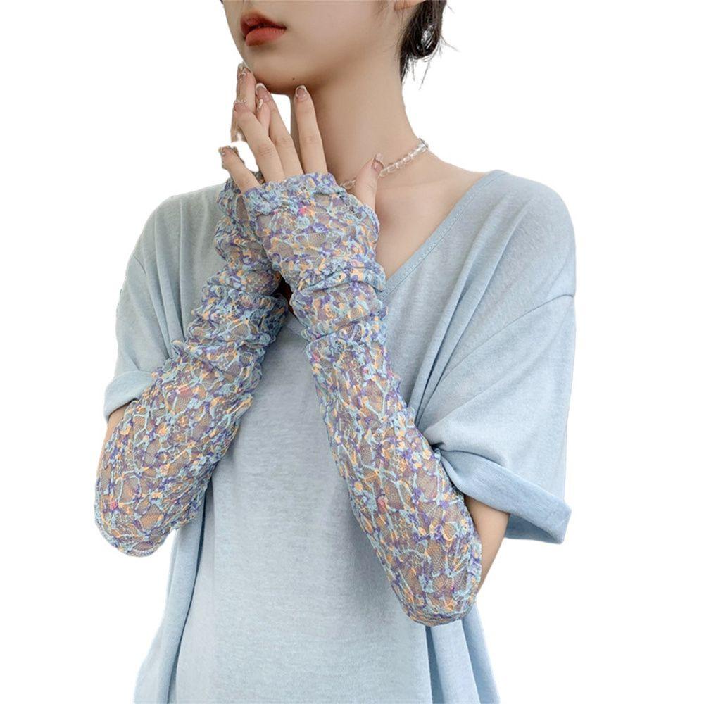 Găng Tay Thể Thao Bằng Lụa Lạnh Mỏng Dáng Rộng Dành Cho Bạn Nữ Hoạt Động Ngoài Trời