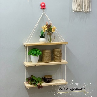 Kệ Treo Tường Dây Thừng Phong Cách Vintage Nhiều Size, Kệ Gỗ Trang Trí, kích thước 15x40cm