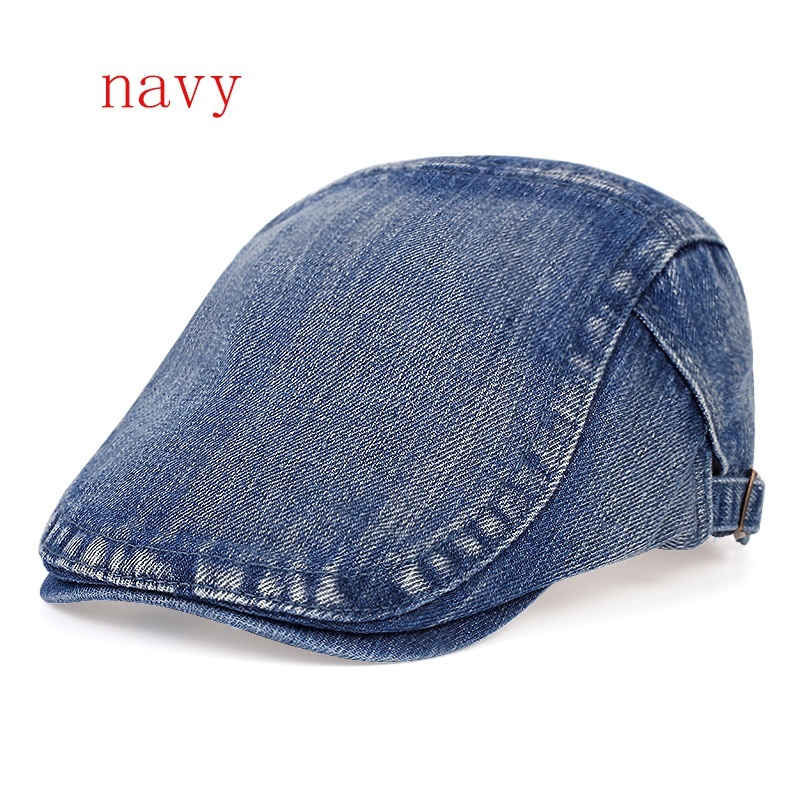 Mũ nồi cotton denim đơn giản cổ điển thời trang