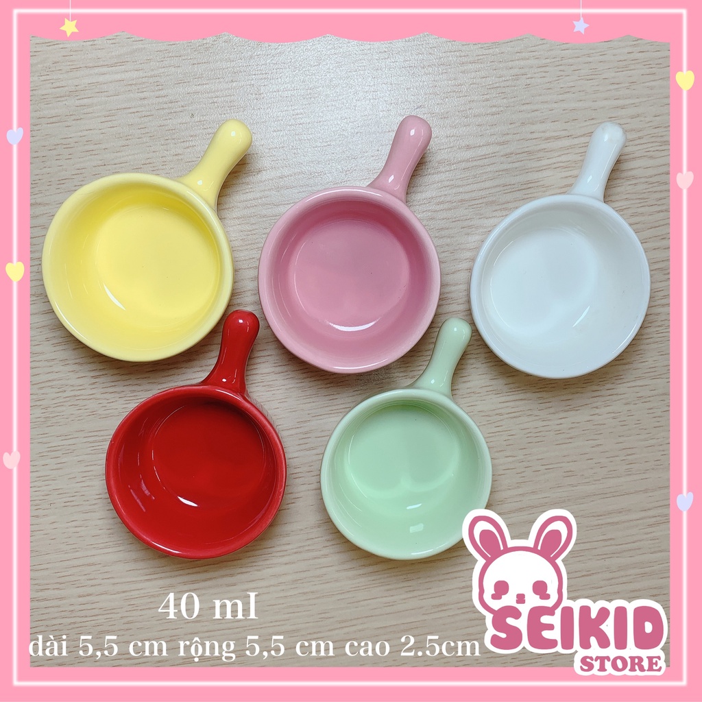 Bát sứ ăn dặm cao cấp mini cho bé hình gáo tay cầm đủ màu Seikid Store 40ml V7