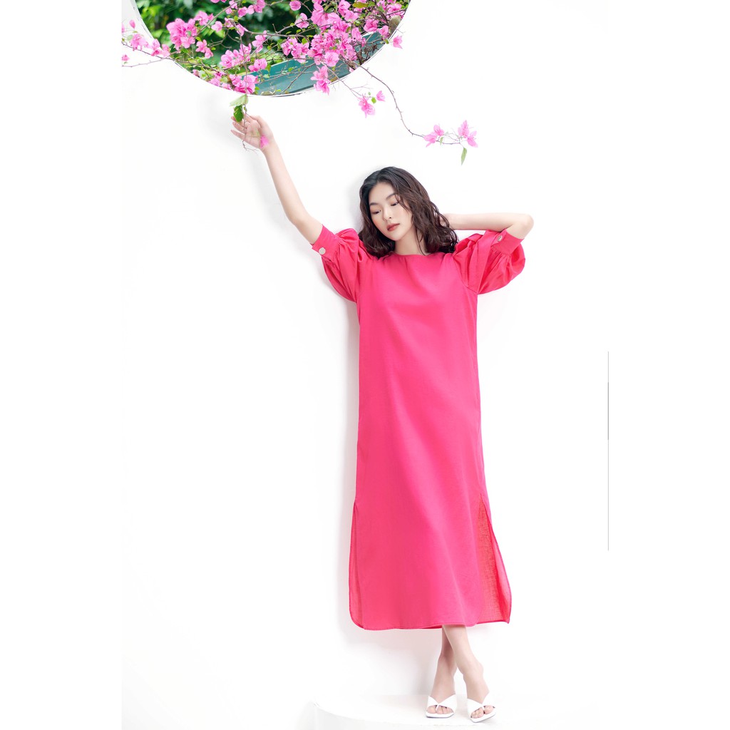 LIIN - Đầm nữ dài thiết kế tay bồng đính khuy sau lưng độc đáo