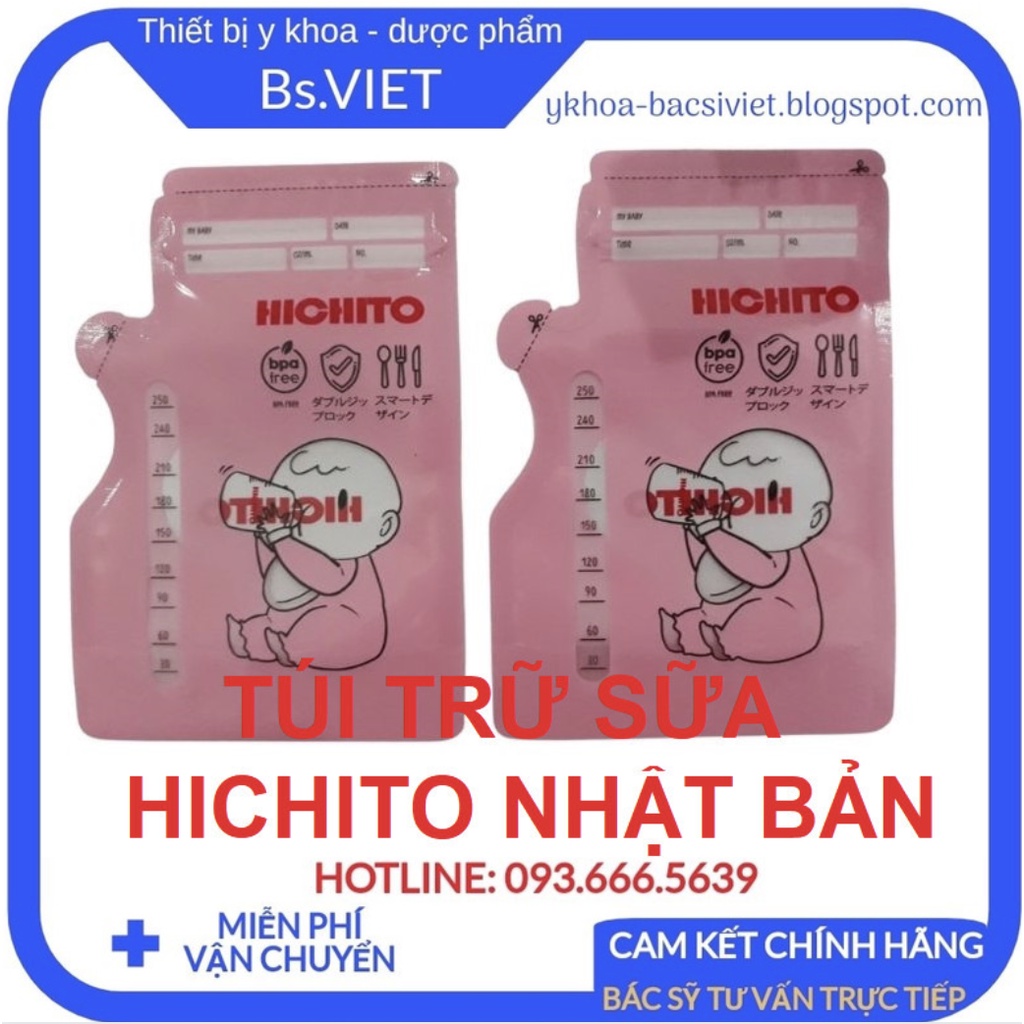Túi trữ sữa HICHITO hộp 50 túi Nhật Bản chính hãng, cao cấp, tiện lợi, nhỏ gọn, đã được tiệt trùng