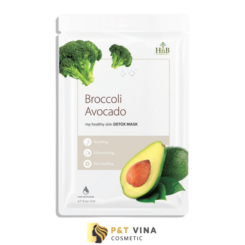Mặt Nạ HNB My Healthy Skin Detox Broccoli & Avocado Dưỡng Da Chiết Xuất Bông Cải Xanh & Bơ Tươi 20ml/21g