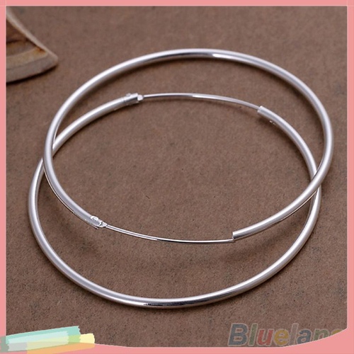 Đôi Khuyên Tai HìNh VòNg TròN LớN Mạ BạC ThờI Trang Cho Nữ