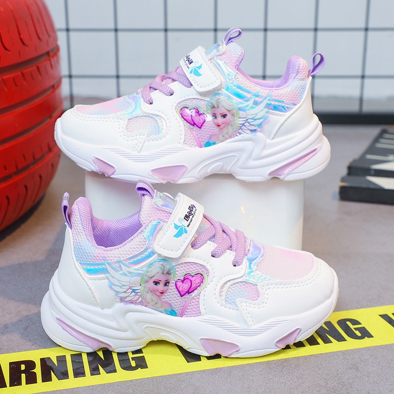 SUGE Giày Thể Thao Chống Trượt In Hình Công Chúa Elsa Thời Trang Mùa Xuân Cho Bé Gái