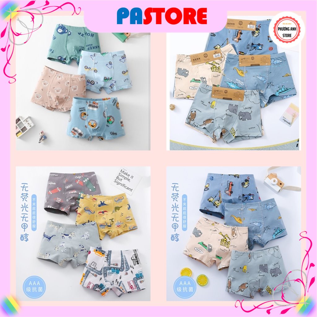 ⚡BÁN LỖ XIN 5 SAO⚡ Quần sịp bé trai,quần lót cho bé trai set 2 chiếc 100% cotton hàng đẹp họa tiết dễ thương