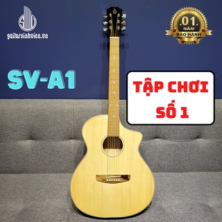 Đàn Guitar Acoustic Tập Chơi Mặt Gỗ Nguyên Miếng Giá Rẻ - Tặng Kèm Combo Tập chơi - Đàn guitar SV-A1