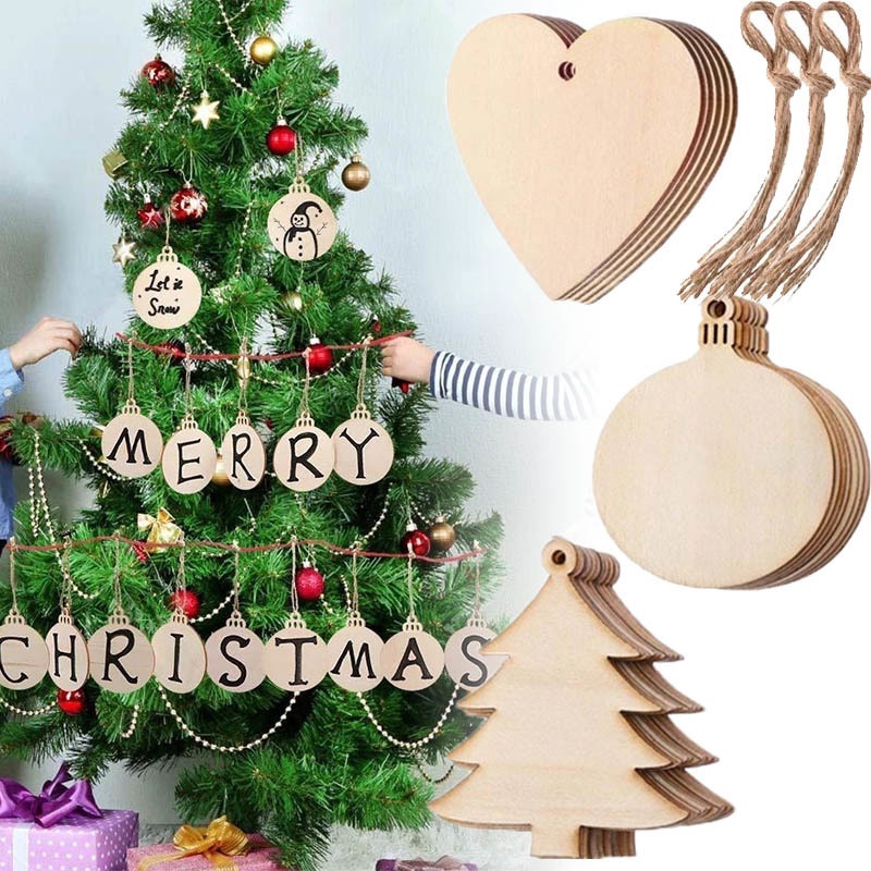 1 bộ nhãn gỗ trang trí giáng sinh năm mới