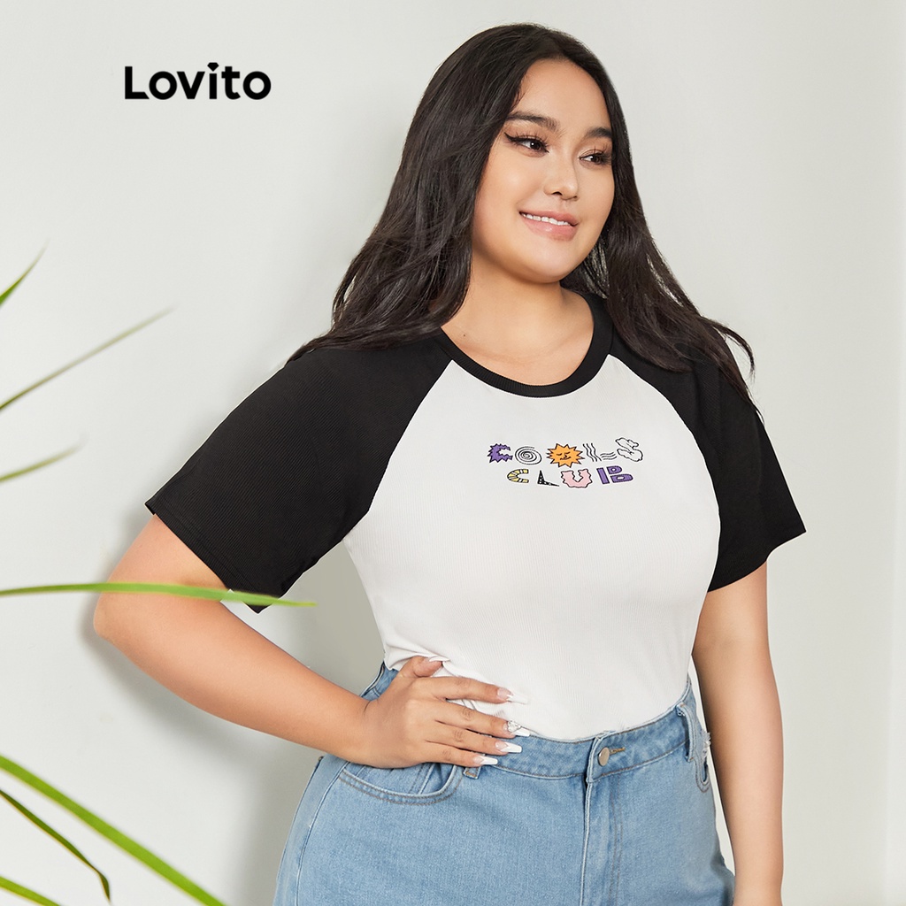(1XL-4XL) Áo Thun Raglan Tay Áo Màu Tương Phản Kích Thước 920 PLUS SIZE-B3-TSPS3D094