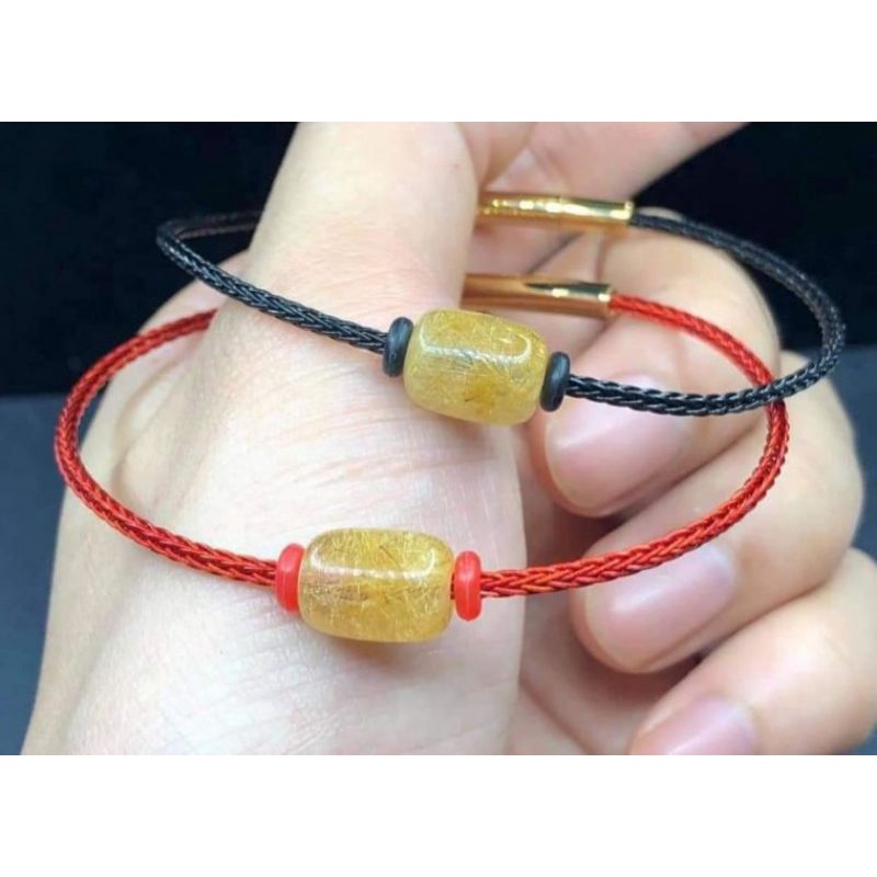 Vòng tay đá tóc vàng khóa bấm cao cấp