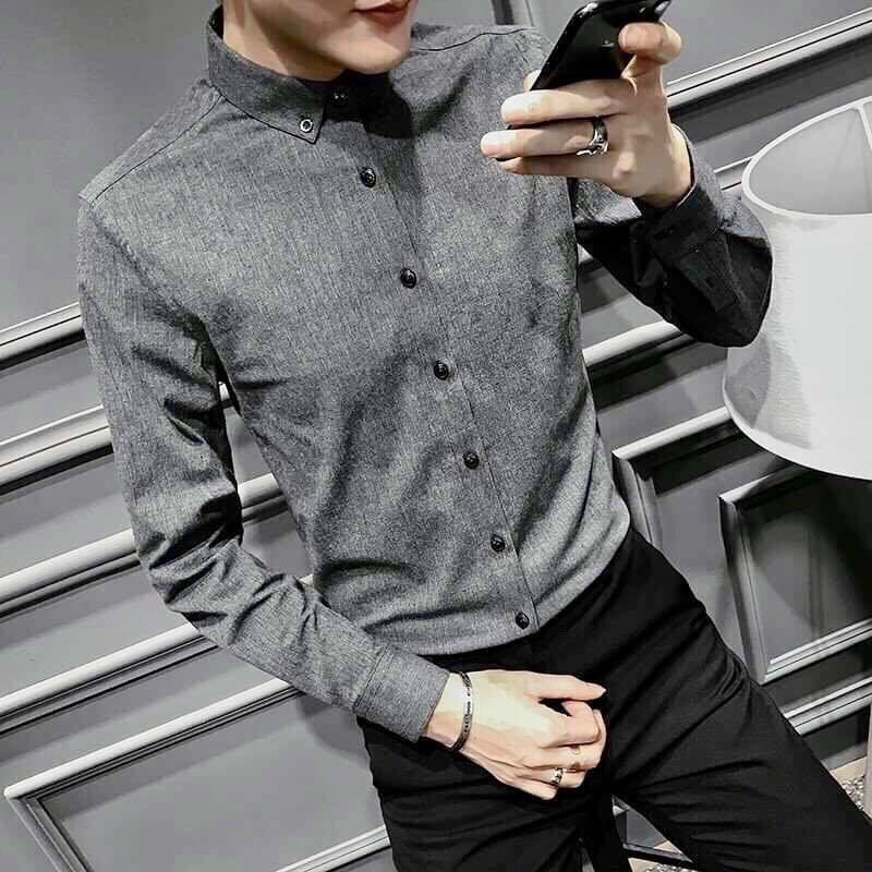 Áo Sơ mi nam, sơ mi đũi cổ tàu,cổ sơ mi không nhăn,không xù, sản phẩm giống y hình