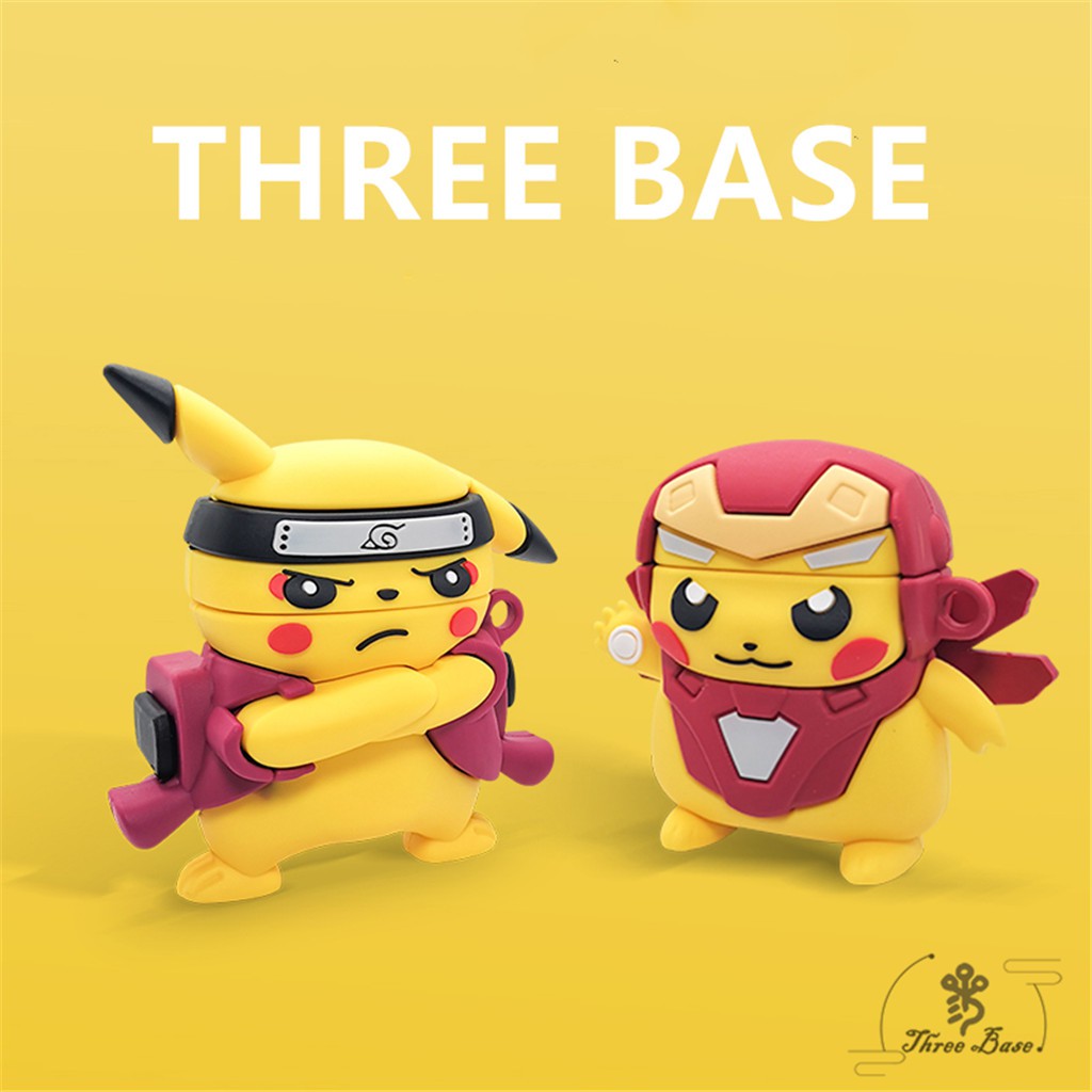 Vỏ bọc mềm bảo vệ hộp sạc tai nghe Airpods hình Pikachu thiết kế di động