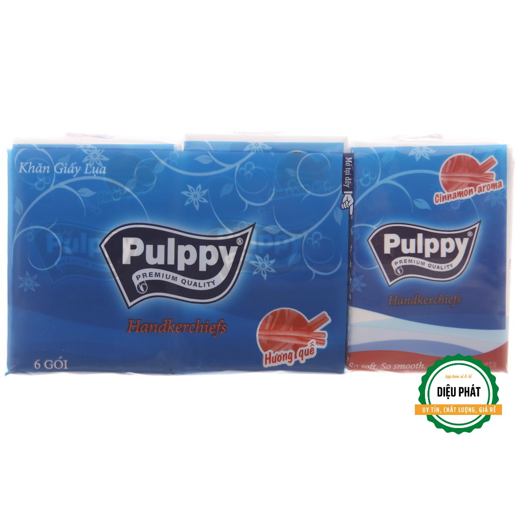 ⚡️ Khăn Giấy Bỏ Túi Pulppy Hương Quế 3 Lớp 6 Gói x 10 Tờ