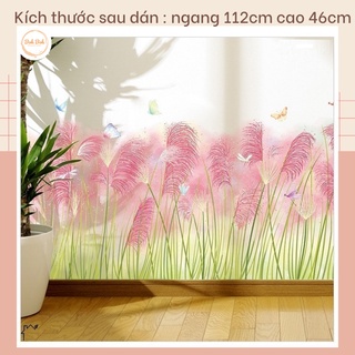 Decal dán tường A53 Cỏ lau hồng phong cách Bắc Âu