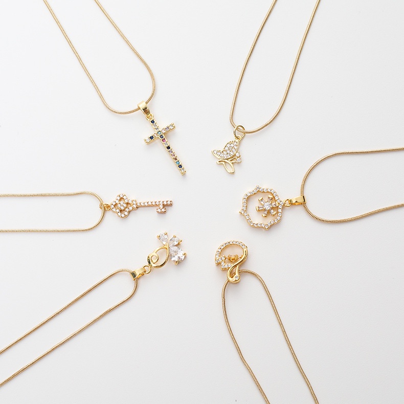 XiaoboACC Vòng Cổ Bằng Thép Không Gỉ Mạ Vàng Hình Cỏ 4 Lá Đính Đá Zircon Thời Trang Không Gây Dị Ứng Cho Nữ - 50cm