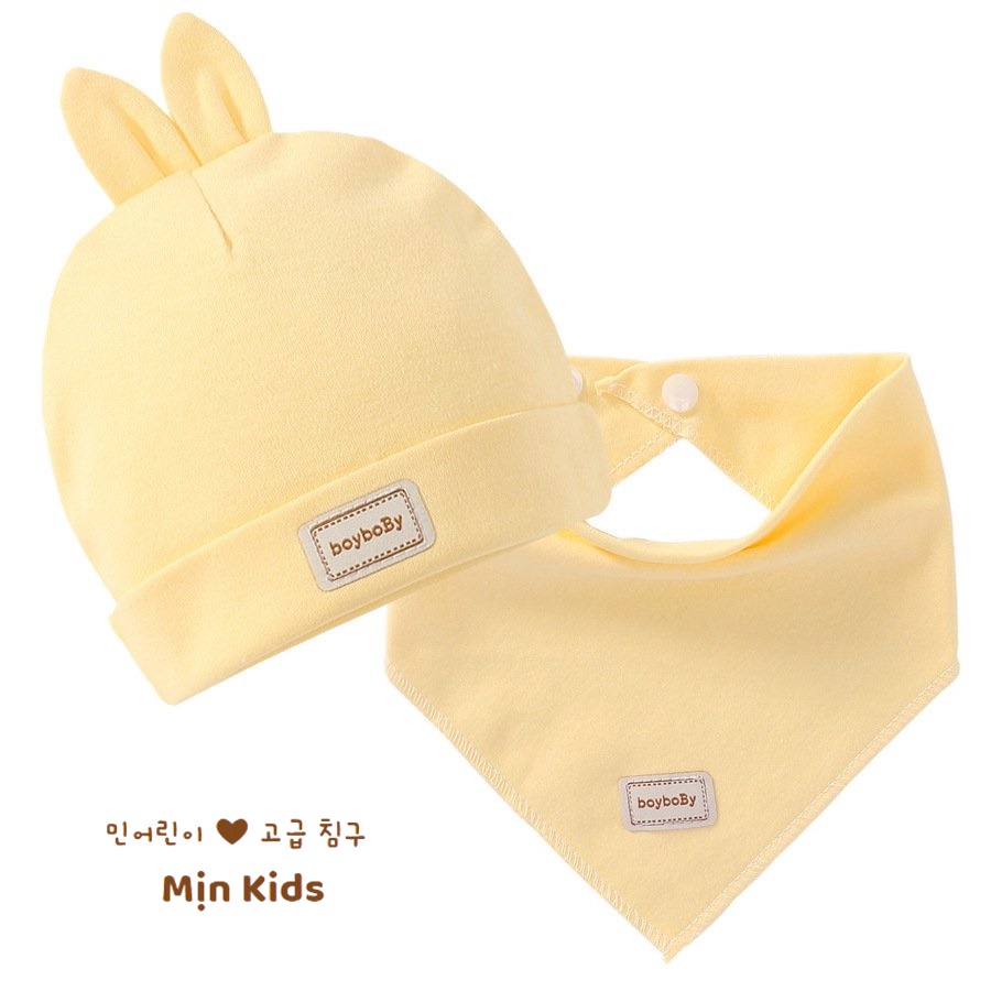 Set Mũ Kèm Yếm Sơ Sinh Chất Cotton Siêu Mềm - Mịn Kids