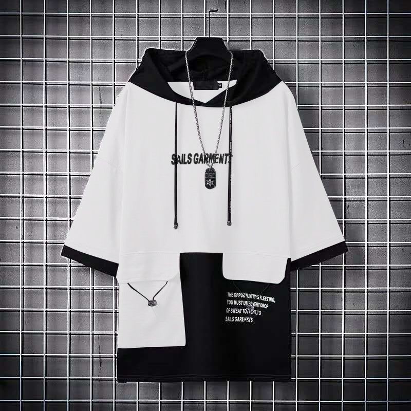 Áo Hoodie Ngắn Tay Form Rộng Phong Cách Hàn Quốc Dành Cho Nam | BigBuy360 - bigbuy360.vn