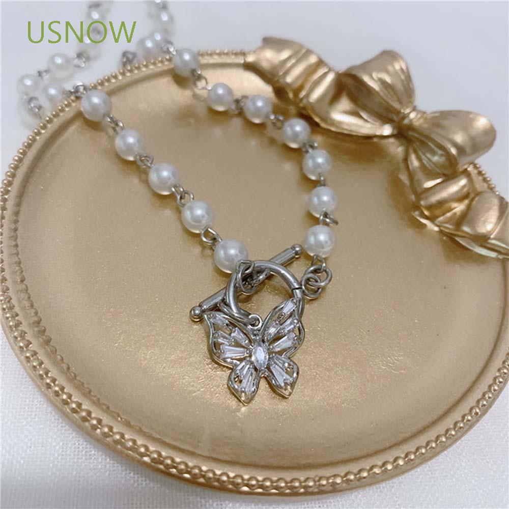 Dây Chuyền Mặt Hình Bươm Bướm Đính Ngọc Trai Cho Bạn Gái