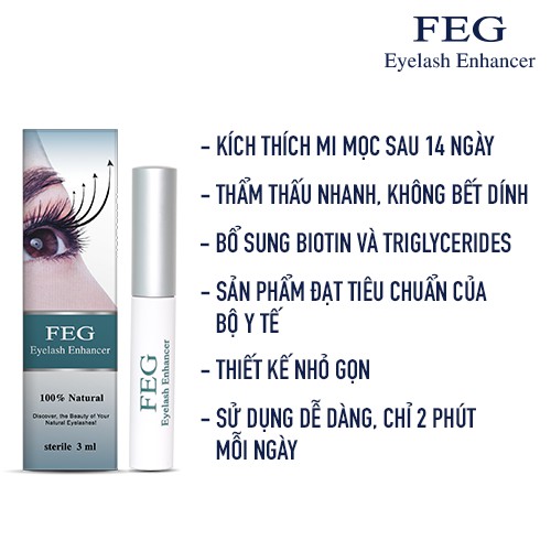 Dưỡng mi xanh FEG Eyelash Enhancer_Dưỡng Mi Dài Cong Vút - FEG dưỡng mi dài hàng đầu thế giới