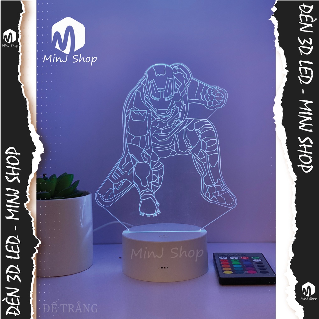 Đèn Ngủ 3D Iron Man | 16 Màu + Remote | Đèn Ngủ 3D Người Sắt | MinJ Shop
