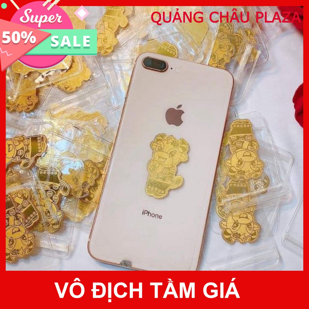 Miếng dán điện thoại mạ vàng 24k trâu vàng, Mèo Thần Tài rước lộc vào nhà năm  lixi li xi 2021