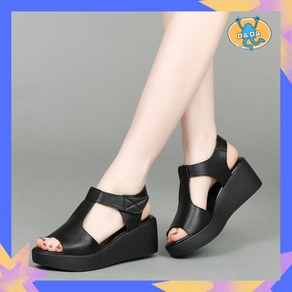 Giày sandal da mềm đế xuồng dày dễ phối đồ thời trang cho phụ nữ trung niên
