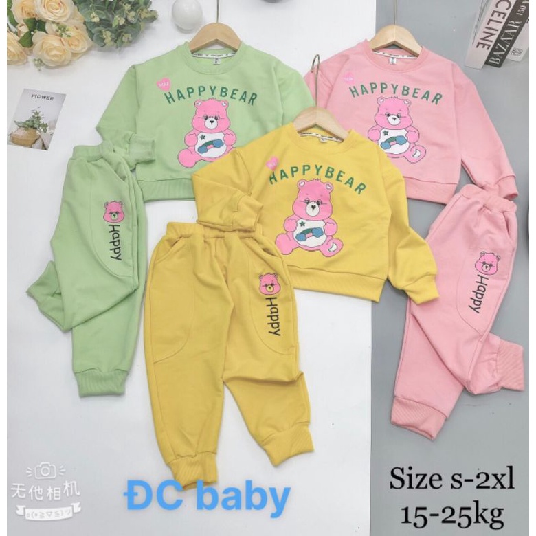 {15-25kg} Bộ nỉ da cá dài tay thu đông bé gái (chất da cá tàu)