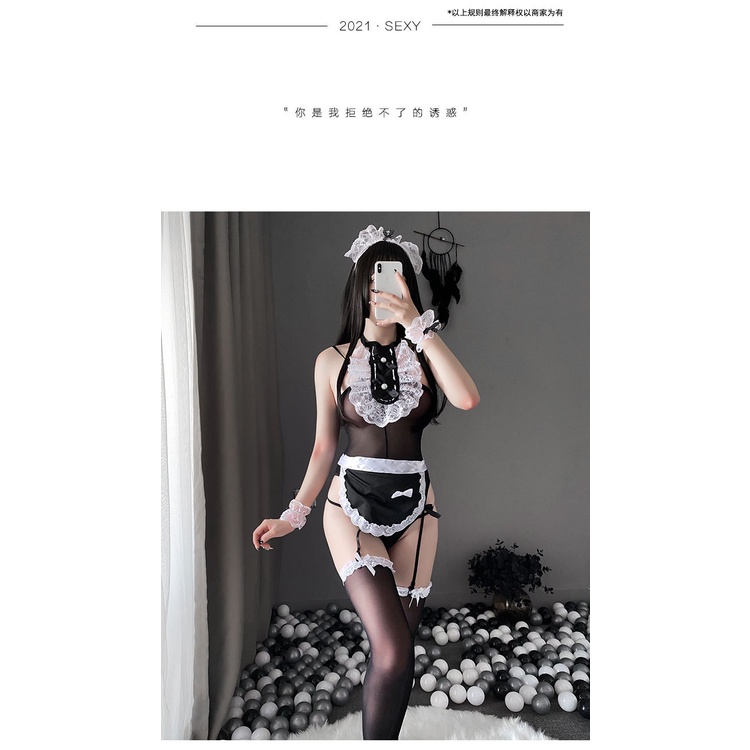 Cosplay hầu gái, người giúp việc sexy _ Maid màu đen body suit viền ren siêu gợi cảm