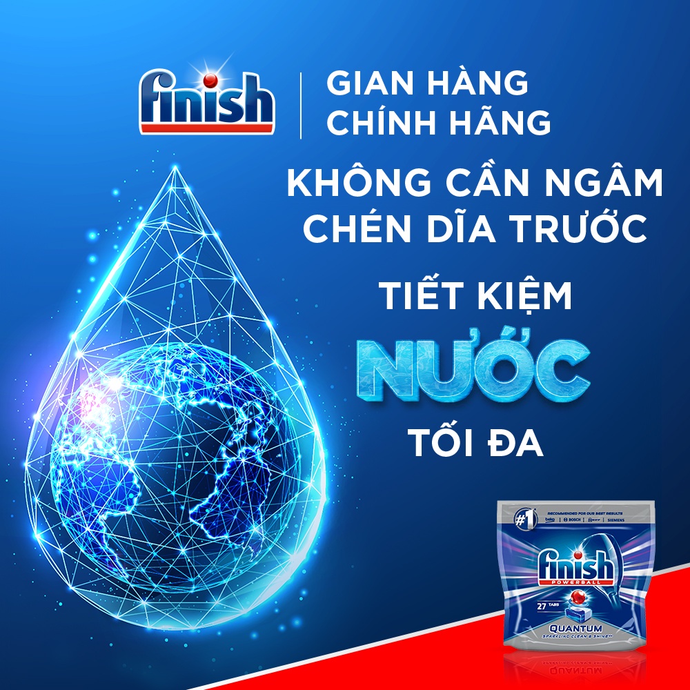 [Quà Tặng Không Bán] Viên Rửa Chén Bát Finish Powerball Quantum Gói 27 viên