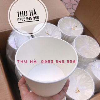 50 bát giấy 1000ml trắng trơn  ( có nắp )