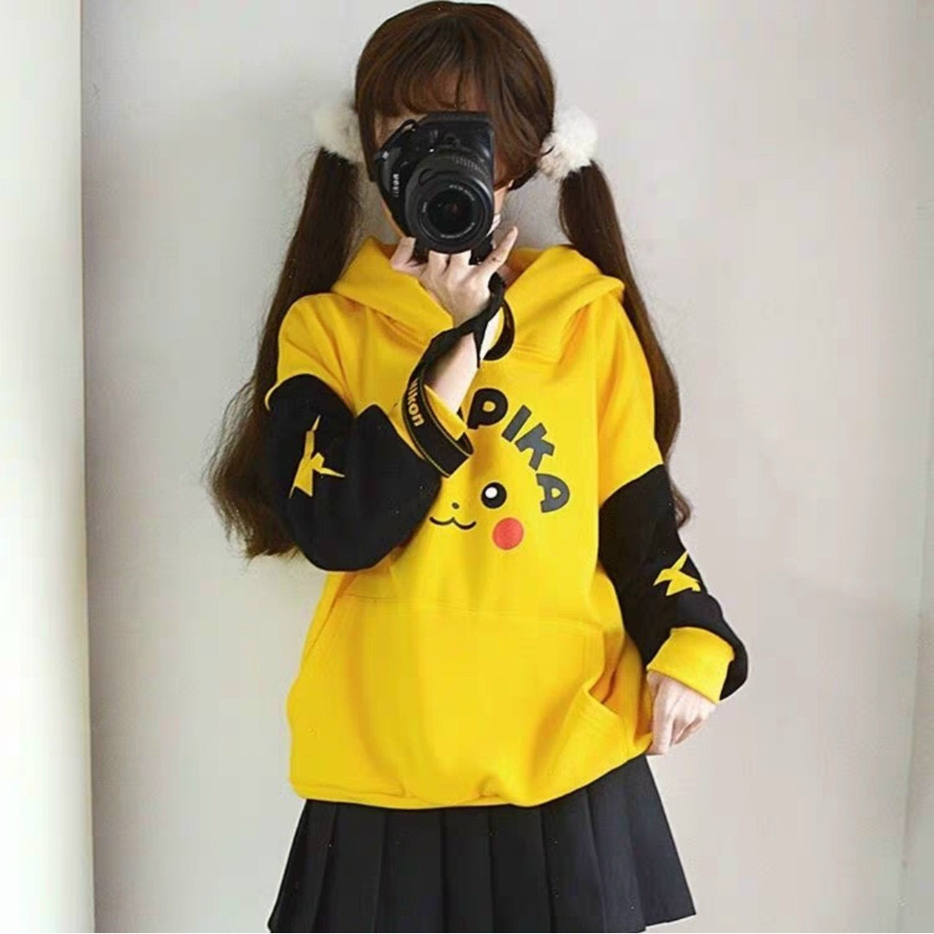 Áo Hoodie Nón Chui Trùm Đầu Nữ Nam Unisex Chất Vải Nỉ Poly Unisex Nam Nữ Pikapika WAH005