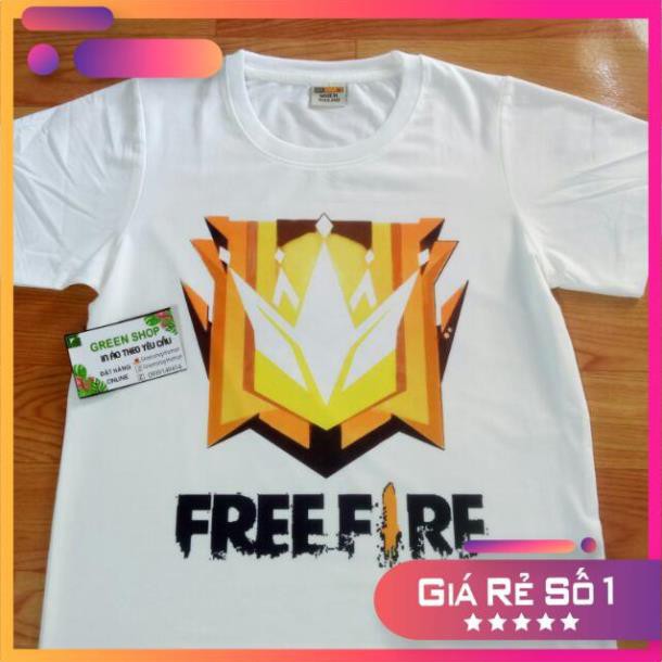 🔥Siêu Rẻ🔥 (Hot)  Áo thun free fire logo rank thách đấu logo huyền thoại ảnh thật in tại shop