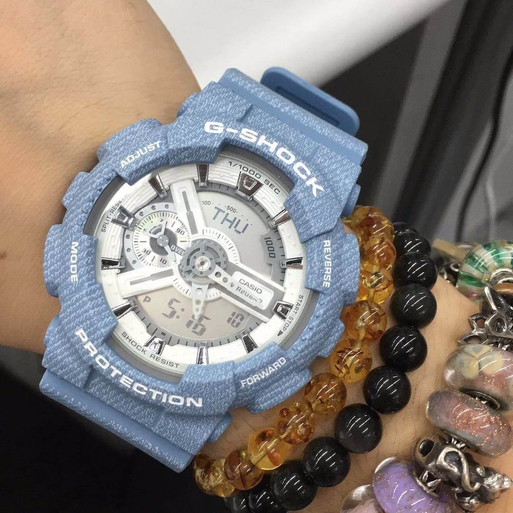 Đồng hồ nam Casio G Shock GA-110DC-2A7DR Dây Nhựa Màu Xanh Hoạ Tiết Jean - Chống Từ