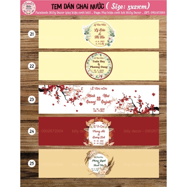 TEM DÁN CHAI NƯỚC SUỐI ĐÁM CƯỚI