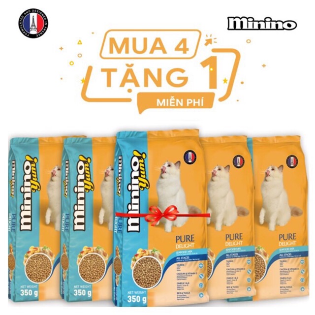 Thức Ăn Cho Mèo Minino Yum 350gr - Mua 4 Tặng 1