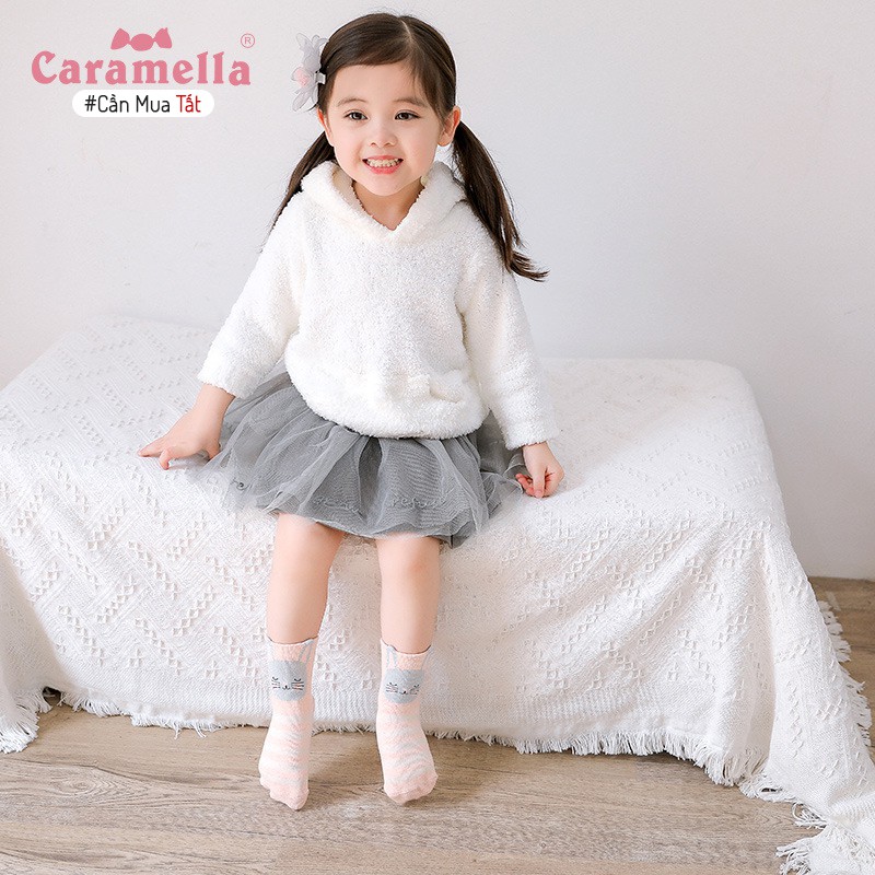 Tất Cho Bé Yêu hiệu Caramella, Vớ Trẻ Em Cao Cấp 4 Đôi Kèm Hộp Đựng Hoặc Túi Zip Xinh Xắn
