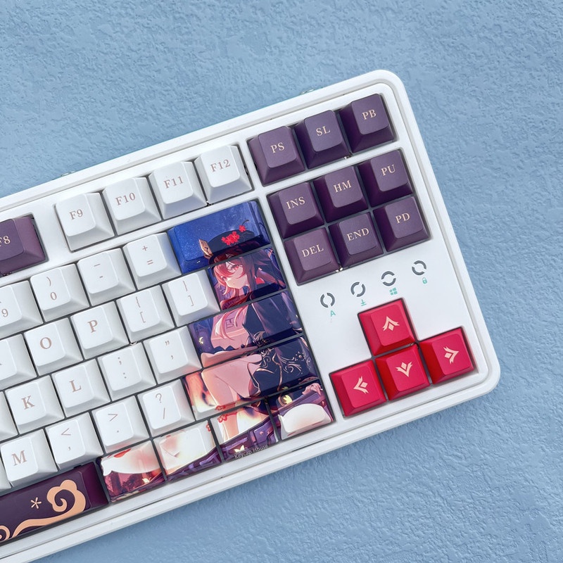 Hu Tao Keycap Genshin Impact Keycap Cherry Profile PBT Dye Thăng hoa Bàn phím cơ Keycap Anime Keycap 137 Phím
