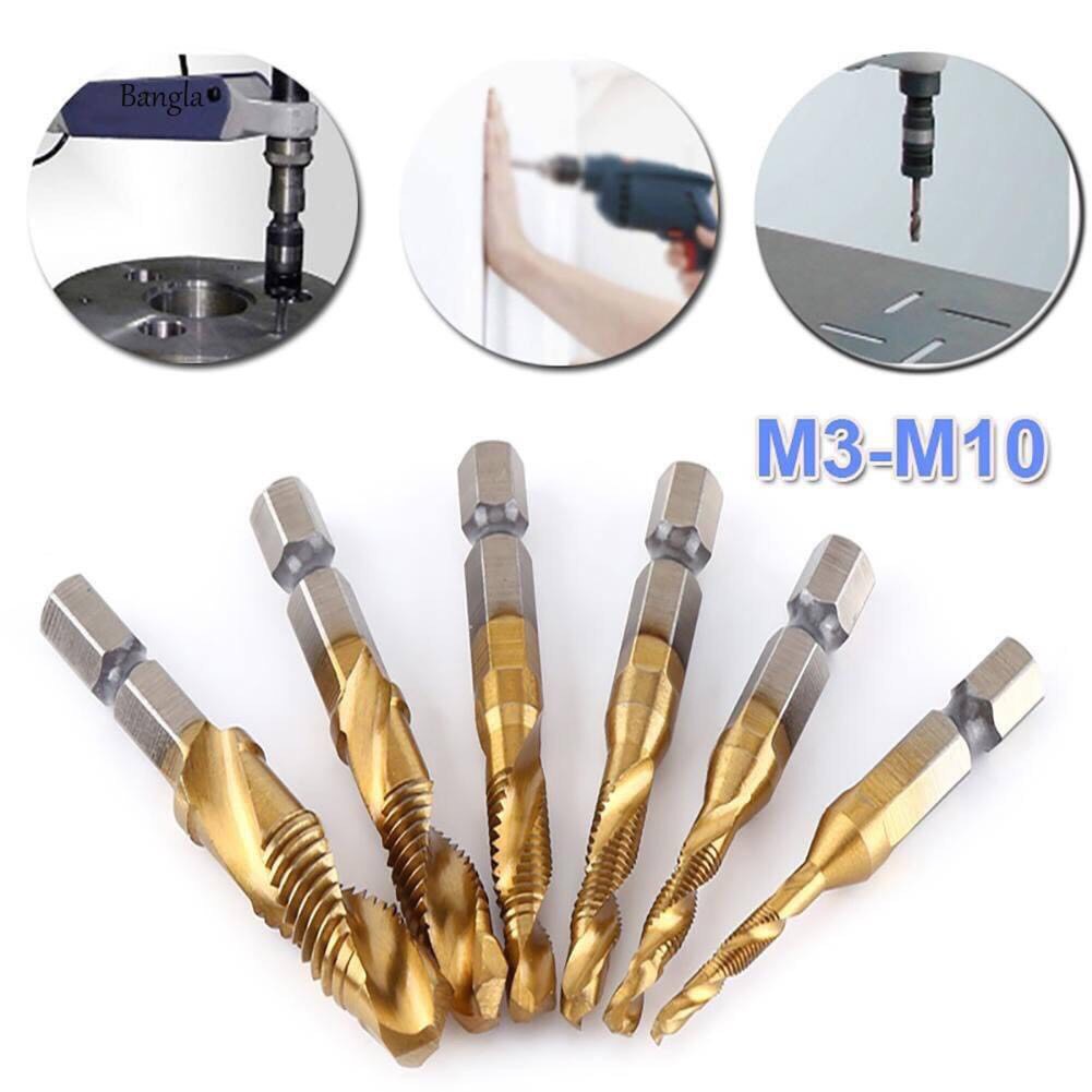 Bộ 6 Mũi Taro VITO Chân Lục Giác Tạo Ren Doa Âm Mũ Vít M3-M10 Phủ Titanium