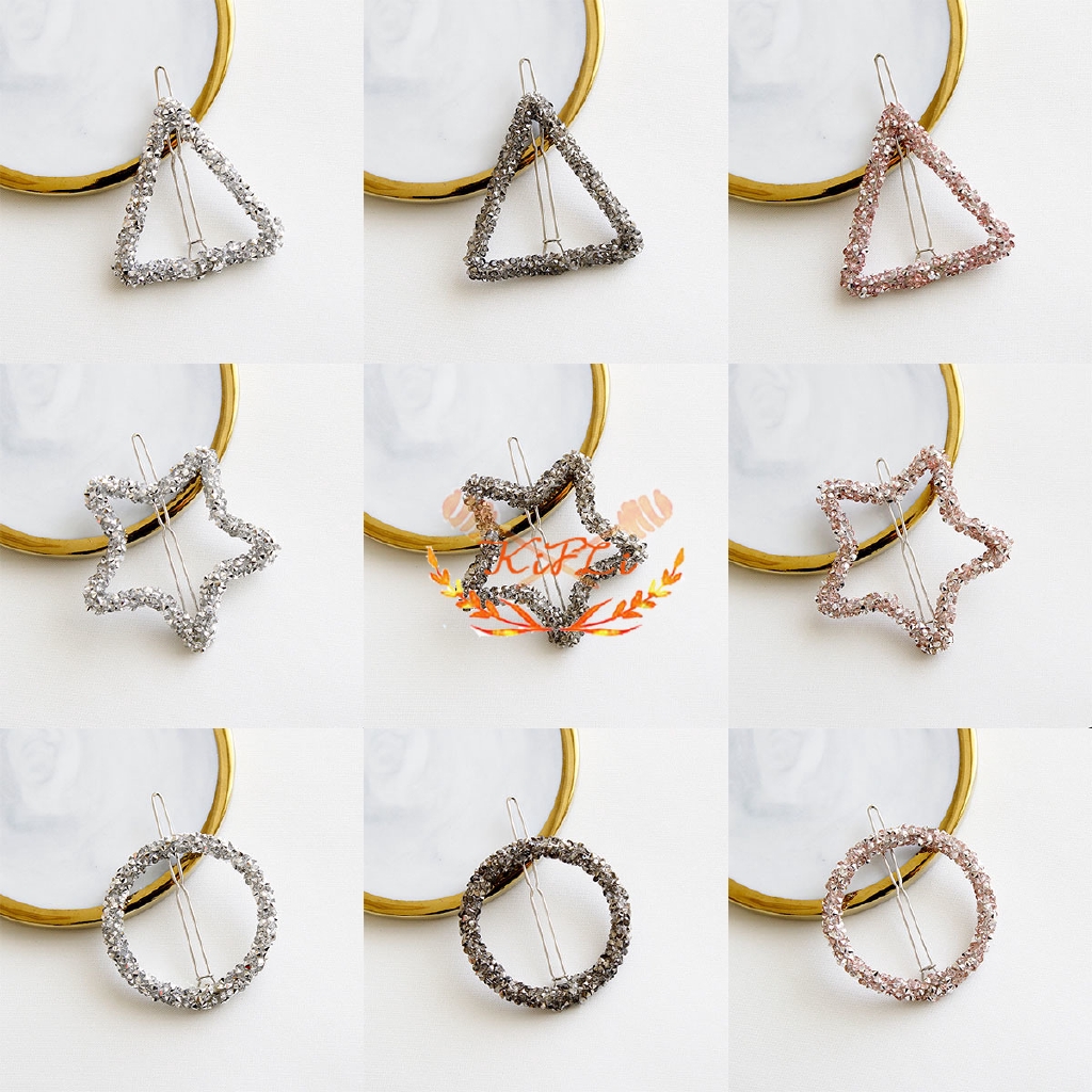 Kẹp Tóc Thiết Kế Kiểu Hình Học Độc Đáo Đính Đá Giả Phong Cách Hàn Quốc Cho Nữ