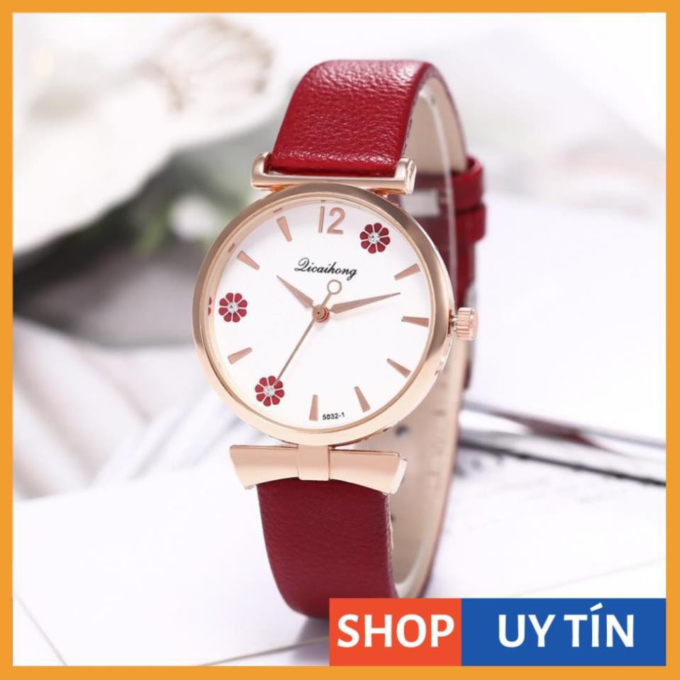 [Hàng Cao Cấp] - Đồng hồ nữ Qicaihong mặt hoa độc đáo nổi bật