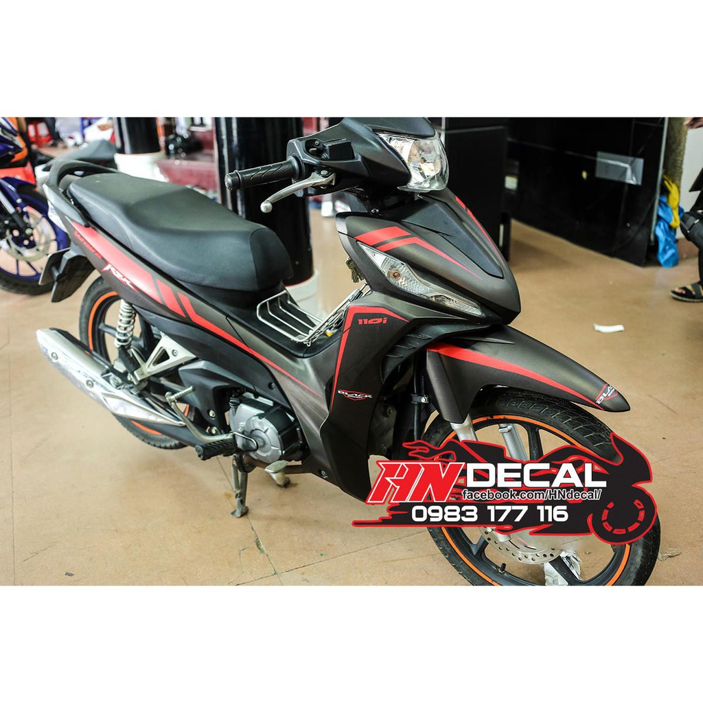 Tem Trùm Wave RSX Đen Chỉ Đỏ Black