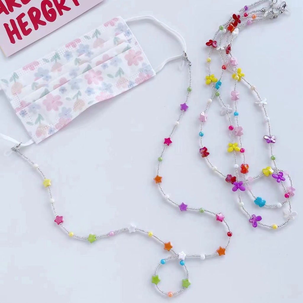 Dây Đeo Mắt Kính Đính Hạt Ngôi Sao Màu Kẹo Phong Cách Hàn Quốc Mới
